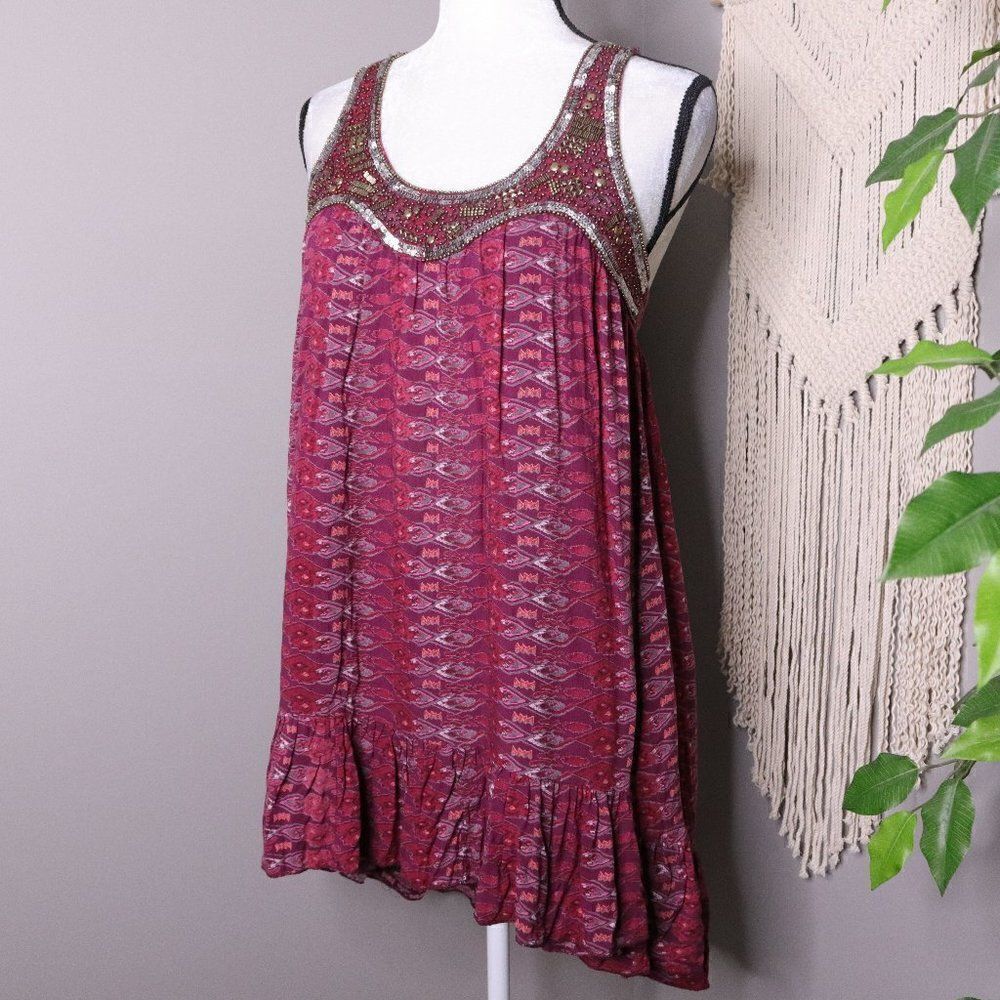‎Altar'd State | Boho Ruffled Tunic Tank Mini Dress